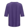 thumbnail image 4 of WTXUE Cotton Tops Basic Tees Casual 3/4 Sleeve T-Shirts Round Neck Tunic Tops Basic Tees Loose Fit Blouses Solid Color Pullover Plain Tops Womens Tops Loose Fit Blouses Purple S, 4 of 5