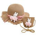 thumbnail image 1 of Sombrero de 56-58cm de circunferencia para mujer, sombrilla de verano para exteriores, sombrero con protección solar, sombrero de paja transpirable, conjunto de sombrero de playa y bolsa de paja, 1 of 5