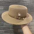 thumbnail image 6 of Straw Panama Hat Straw Flat Hat For Women Sunhat Wide Brim Straw Hat Sunscreens Hat Hat Pork Pie Hat, 6 of 9