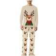 thumbnail image 6 of Uaswgudfs Christmas Dad Pajamas Set, Family Matching Reindeer Print Long Sleeve Round Neck Top with Dual Pocket Pants, Festive Holiday Sleepwear Loungewear for Men, 6 of 9