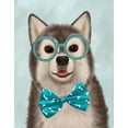 thumbnail image 2 of Fab Funky 26x32 Gold Ornate Wood Framed with Double Matting Museum Art Print Titled - Husky with Glasses and Bow Tie, 2 of 4