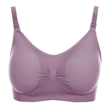 

Wuffmeow Bra Wire Free Seamless Maternity Bra Front Buckle Padded Brassiere