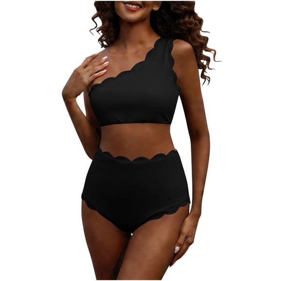 HAPIMO Women's Two Piece Swimsuit Easy To Care For Daily Use Suitable For Resort And Spa Trips Flexible Material Black L