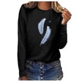 thumbnail image 1 of Pompotops T-shirt Décontracté Imprimé pour Femmes Col Rond Manches Longues Blouse, 1 of 5