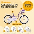 thumbnail image 4 of RoyalBaby Princess Girl Bicycle 16" w/ Training Wheels & Kickstand, Swan/Purple, 4 of 12