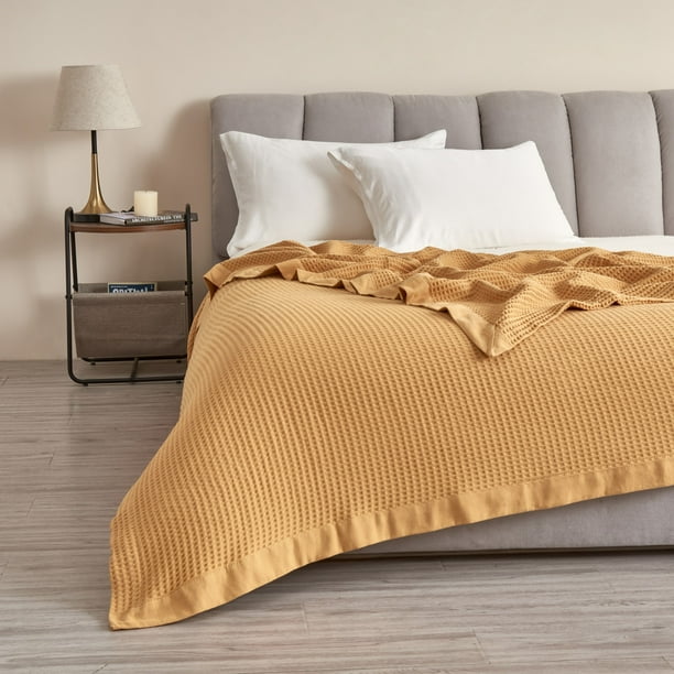Great Bay Home Cotton Super Soft AllSeason Waffle Weave Knit Blanket