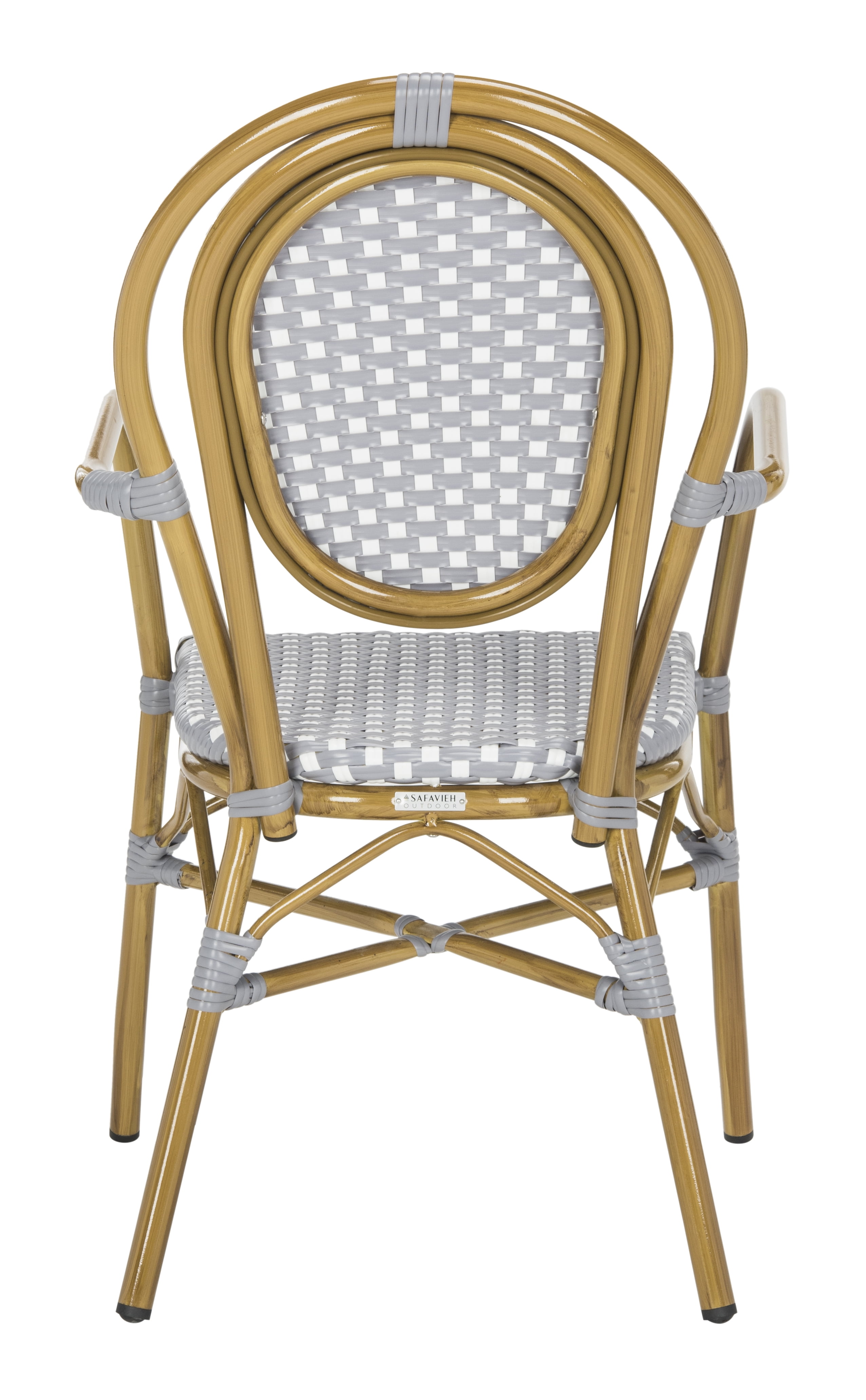 Safavieh Rosen Outdoor Patio Stacking Arm Chair, Set of 2 - Grey/White