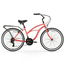 sixthreezero Around the Block Women's 21-Speed Beach Cruiser Bicycle, 26 In. Wheels, Coral