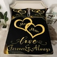 thumbnail image 2 of Manfei Happy Valentine'S Day Full Size Sheets,Cute Herat Print Bed Sheets,Gold Black Sheet Sets For Girls Kids,Ultra Soft Home Decor,4 Pieces, 2 of 7
