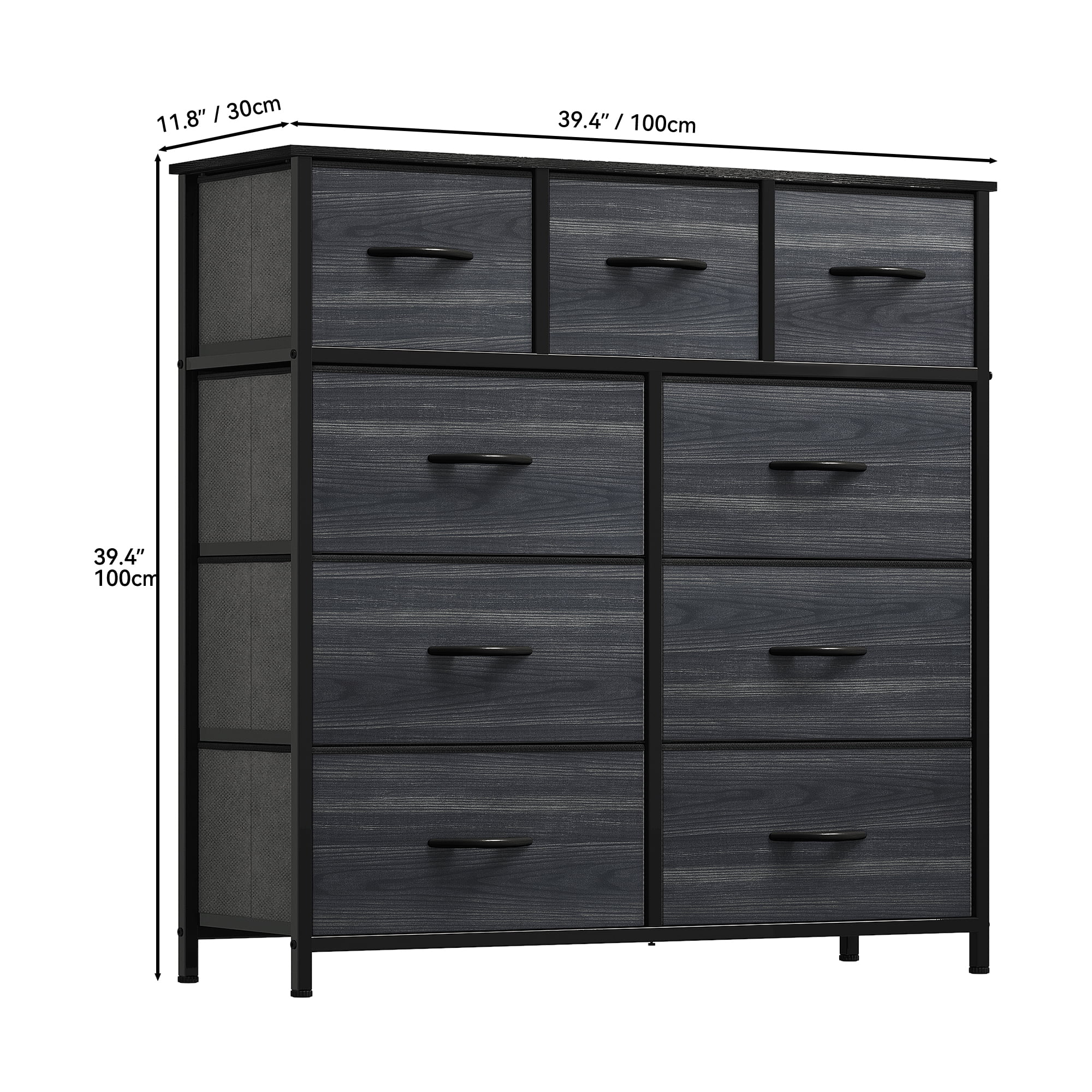 Uforic 9 Drawer Dresser Fabric with Sturdy Steel Frame & Wooden Top for Bedroom,Living Room,Hallway,and Closets