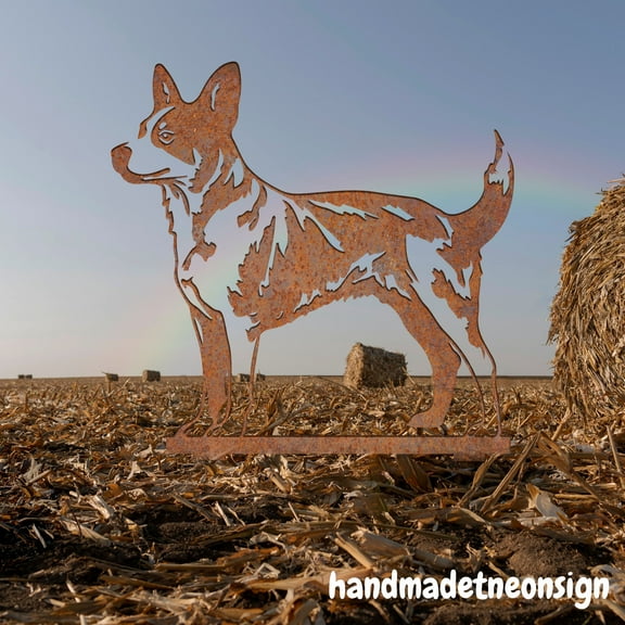Handmadetneonsign Australian Cattle Dog Rusty Metal Stake, Australian Cattle Rusty Memorial Stake 72189