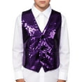 thumbnail image 3 of WOYY Big Boys Sparkly Sequins Vest for Stage Performance Glitter Waistcoat, Sizes 7-8, 3 of 3