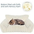 thumbnail image 3 of Cute Cat Couch Bed for Indoor Cats, Fluffy Pet Cat Sofa with Premium Soft Corduroy Fleece, Cute Small Dog Beds for Small Dogs, Fuzzy Puppy Chair with Removable Washable Cover (30x20x10,Cream), 3 of 14
