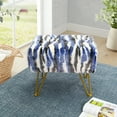 thumbnail image 3 of Home Soft Things Multi Jacquard Faux Fur Ottoman - Blue - 19x13x17", 3 of 9
