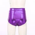 thumbnail image 5 of TTAO Shiny Metallic Booty Shorts Music Festival Rave Dance Pants Bottoms for Women Lavender M, 5 of 7
