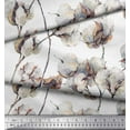 thumbnail image 2 of Soimoi White Heavy Canvas Fabric Cotton Ball Floral Print Sewing Fabric Yard 58 Inch Wide, 2 of 3