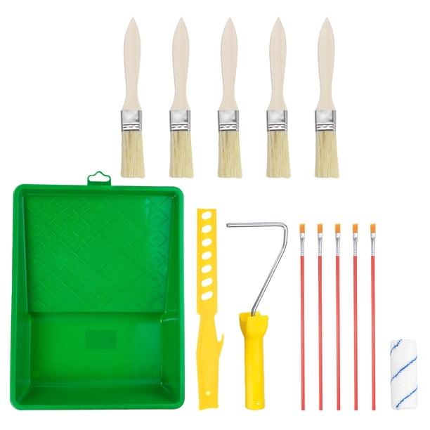 14uds Pintura Rodillo Kit, Pintura Herramientas, 8" Pl?stico Bandeja, 4" Pintura Rodillo, Marco, Pintura Agitar Palo, 1" Grosor Qu?mica Fibra Pintura Cepillos Unique Bargains kits de herramientas de pintura