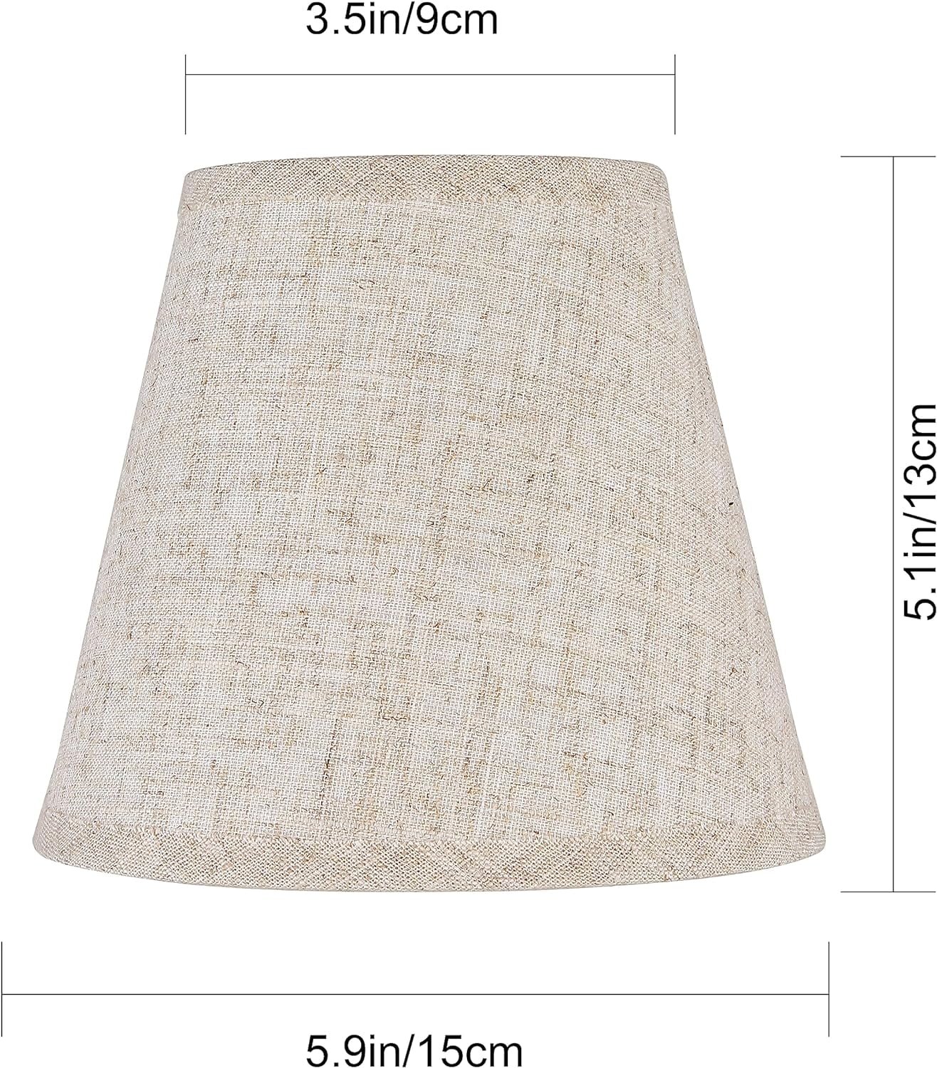 Clip-On Fabric Lamp Shades in Beige Linen, 5.9" Bottom 3.54" Top 5.12" Height, Eye-Protective Design for Chandeliers and Table Floor Lamps