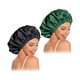 thumbnail image 1 of wonima11 Satin Bonnet Silk Bonnet Hair Bonnet for Sleeping-Slouchy Beanie Hat Satin Sleep Cap for Women's Natural & Curly Hair(Black&Blackish Green), 1 of 1