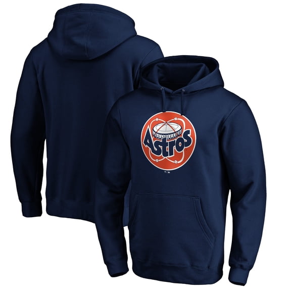 Men's Navy Houston Astros Cooperstown Collection Huntington Logo Fitted Pullover Hoodie