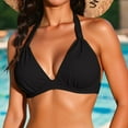 thumbnail image 2 of HNMKIU 2026 Triangle Padded Bandeau Women's Swimwear for Summer Beach Comfort Bikini Tops for Women Black_002，L, 2 of 5
