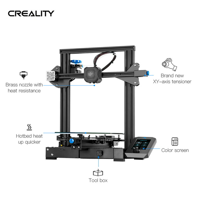 skive vidnesbyrd grill Creality 3D Ender-3 V2 3D Printer Kit All-Metal Integrated Structure Silent  Mainboard New UI Display Screen Support Resume Printing 220*220*250mm Build  Volume - Walmart.com