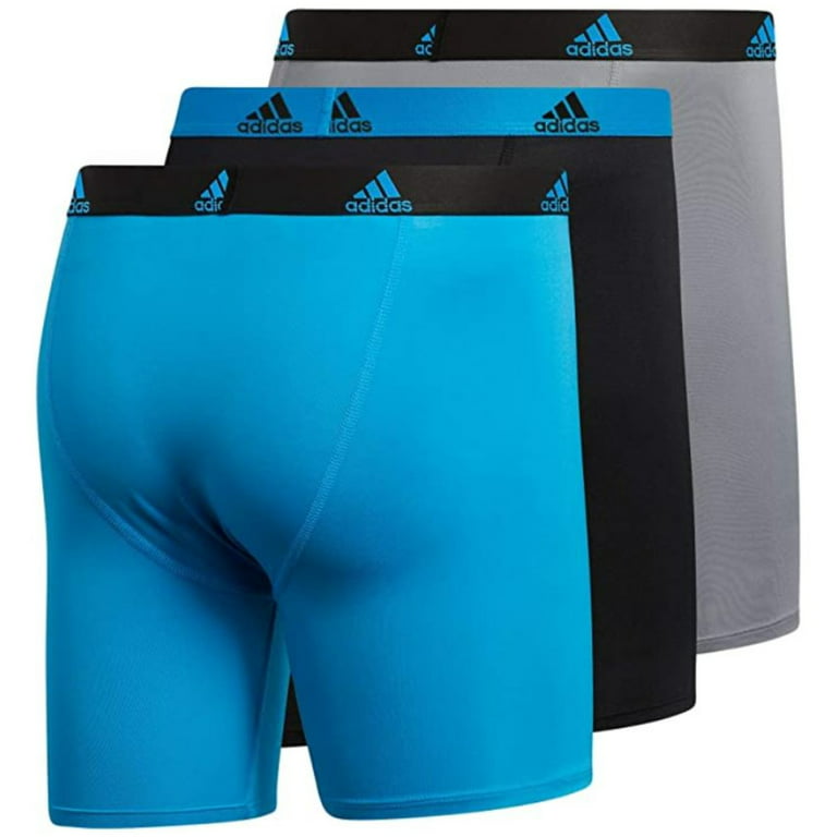 Adidas Men's Performance Boxer Brief Underwear (3-Pack) - Blue/Black/Grey  (L) 