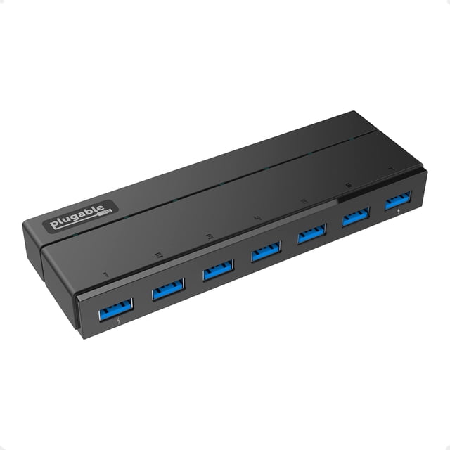 Hub USB 3.0 enchufable de 7 puertos con adaptador de alimentación de 36 W