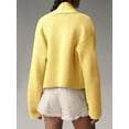thumbnail image 5 of Open Front Solid Color Women Long Sleeve Shawl Neckline Knit Crop Cardigan, 5 of 6