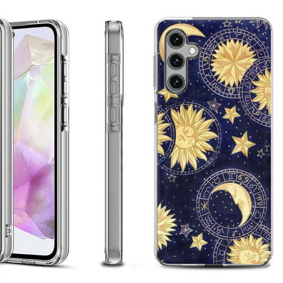 OneToughShield ® Shockproof Phone Case Compatible with Samsung Galaxy A35 5G - Moon Sun Star