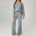 thumbnail image 2 of Wutalume Women's 2-Piece Sweater Suit Set, Cozy Knit Top and Pants for Home Wear, Matching Casual Fashion Outfit,Light Gray L, 2 of 5