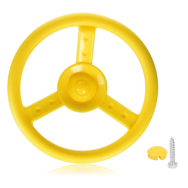 Children Swingset Steering Wheel Playground Plastic Safety Swing Set Gaming Device Interactive Game Playing Fixing Accessories Yellow