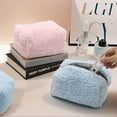 thumbnail image 4 of Small Travel Fuzzy Makeup Bag: Aesthetic Makeup Bag, Soft Plush Cosmetic Bag for Women, Cute Makeup Bags for Purse, Portable Storage Bag Zipper Toiletry Organizer (Pink), 4 of 7