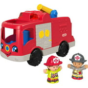 Fisher-Price Little People Helping Others Fire Truck Musical Toddler Toy with 2 Firefighter Figures