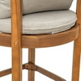 thumbnail image 4 of Christopher Knight Home 28" Wood Outdoor Bar Stool with Beige Cushions, Curved Backrest, Teak Finish, Set of 2, 4 of 11
