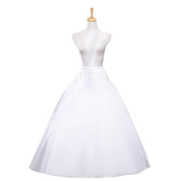 Enagua de novia para mujer, de crinolina, sin hueso, de gasa de cuatro capas, con cinturilla elástica y tirantes (blanca)