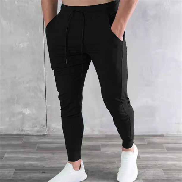 Pantalones deportivos de moda para hombre, con cordón ajustable y múltiples bolsillos, de poliéster y elastano.