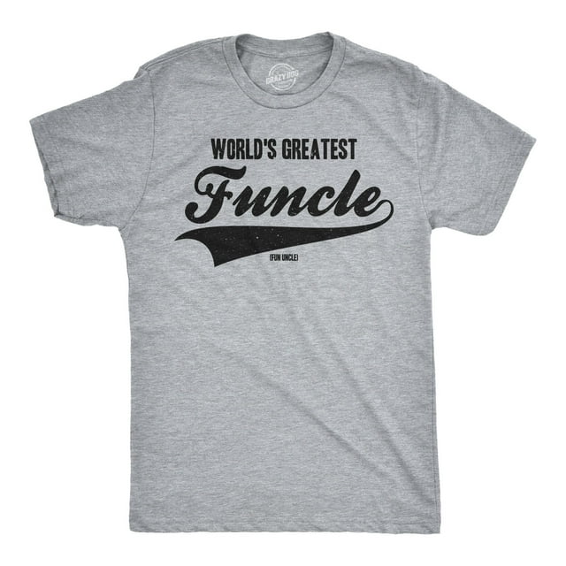 Mens Worlds Greatest Funcle Funny Fun Uncle Gift Sarcastic Novelty Cool T shirt (Light Heather Grey) - L