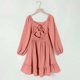thumbnail image 4 of Vestido Largo de Manga Larga de Color Sólido de Moda Y Cómodo para las Niñas con Falda Plisada de Cinturón para Diario, Viajes, Vacaciones, Fiestas de Cumpleaños, 4 of 9