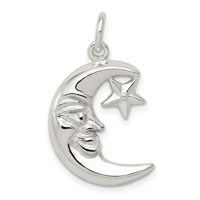 925 Sterling Silver Moon Pendentif en Forme d'Étoile and