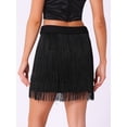 thumbnail image 3 of DARING DIVA Women's Fringe Trim High Waist Belted Pencil Mini Skirts M Black, 3 of 6