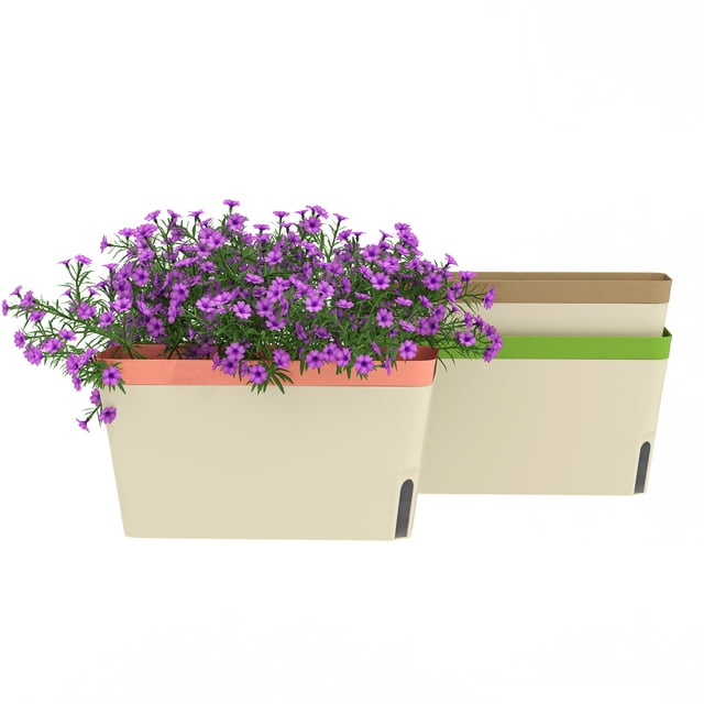 Outsunny 3 Pack Self Watering Planter Box, Outdoor Flower Pots for Herbs