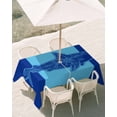 thumbnail image 2 of Aqua Navy Blue Shark Outdoor Tablecloth with Umbrella Hole, Summer Beach Coastal Modern Art Spillproof Waterproof Outdoor Table Cover, Patio Tablecloths for Party Picnic Camping, Rectangle 54"x80", 2 of 9