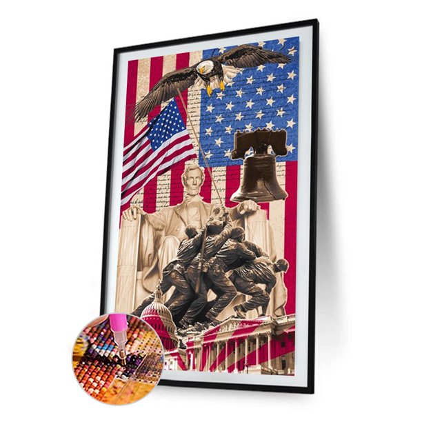 Cuadros Decorativos Pintura de diamante American Memorial Taladro redondo completo Imagen del kit de diamantes de imitación JShteea Nuevos Originales