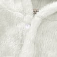 thumbnail image 4 of NOLDARES Girls Boys Fleece Hooded Robe Warm Sleepwear for Toddler Kids Soft Fuzzy Bathrobe Gifts,White,5-6 Y, 4 of 5