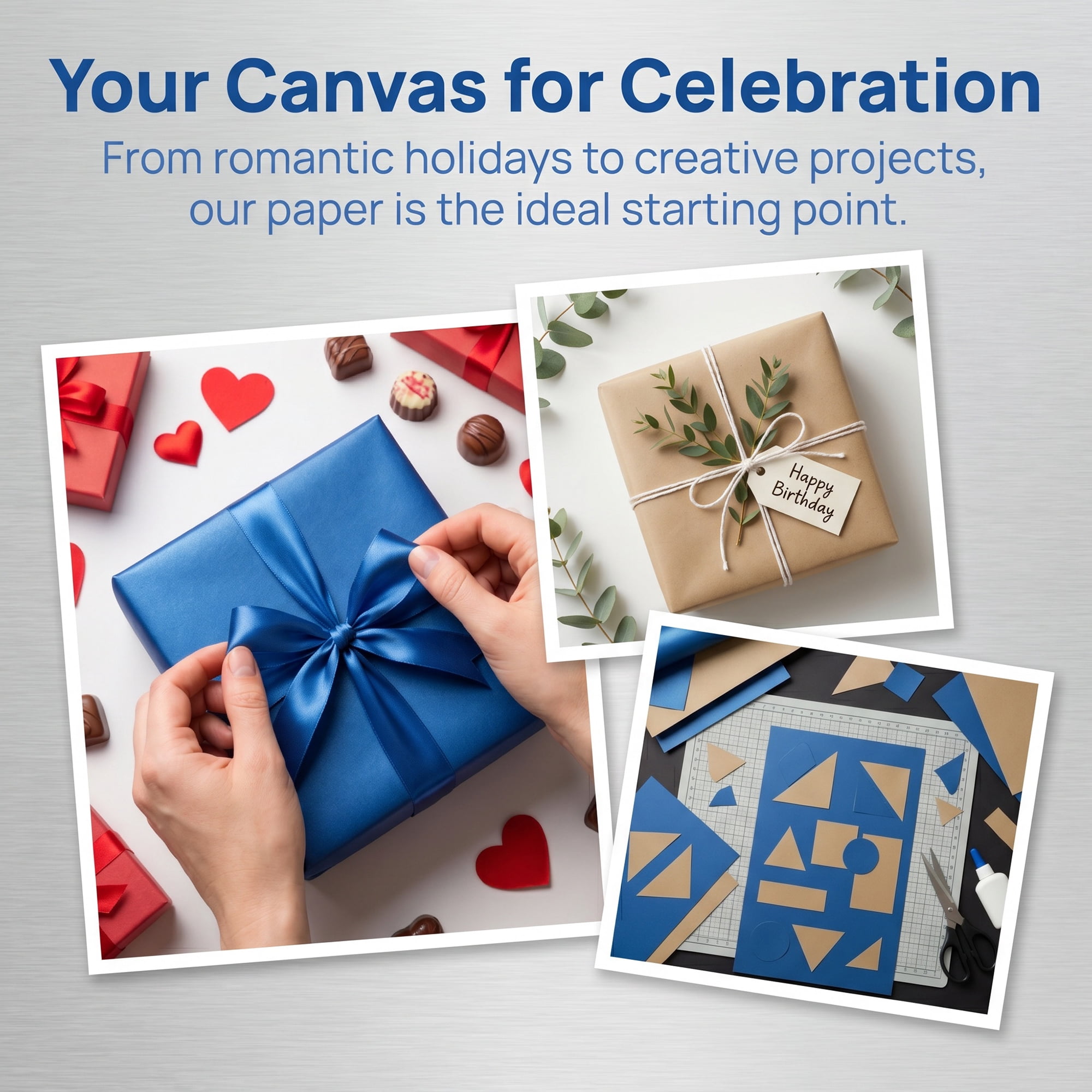 Unique Bargains 3Pcs Heavyweight Matte Gift Wrapping Paper Blue 39.4" x 27.6"