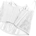 thumbnail image 4 of Lace Spliced Camisole Bodysuit, Slim Layering Inner Outer Tank Top Corset Style Body Shaping Shapewear White XL, 4 of 7