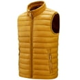 thumbnail image 2 of LpwkSSA Men's Winter Quilted Padded Vests Windproof Solid Color Basic Stand Collar Top Casual Fashion Sleeveless Puffer Jacket Cotton Clothing Yellow XXL, 2 of 9