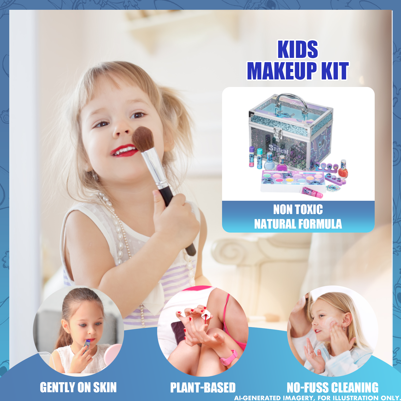 Disney Stitch Kids Makeup Kit For Girls With Train Case photo 2