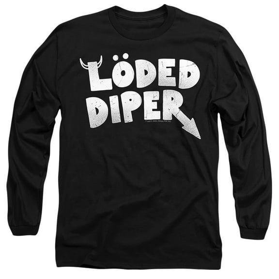 Diary of a Wimpy Kid LÖDED DIPER Distressed Logo Unisex Adult Long-Sleeve T Shirt (Large) Black